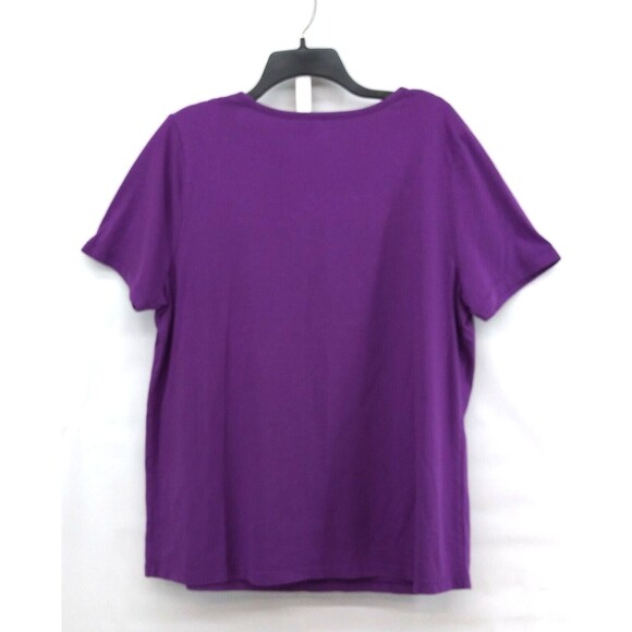 Liz & Me Shirt Women Size 16W Purple Short Sleeve Accented Neckline Pullover Top - Picture 3 of 7